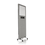 Parete divisoria FLEXMIUT WB grigio chiaro con lavagna integrata e ruote di hjh OFFICE – vista a 360° (vista frontale a tre quarti 45°)
