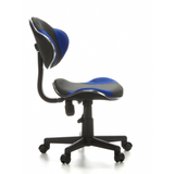 Sedia girevole per bambini KIDDY GTI-2 grigio-blu con schienale in rete e base a cinque ruote di hjh OFFICE – vista a 360° (profilo laterale 80°)