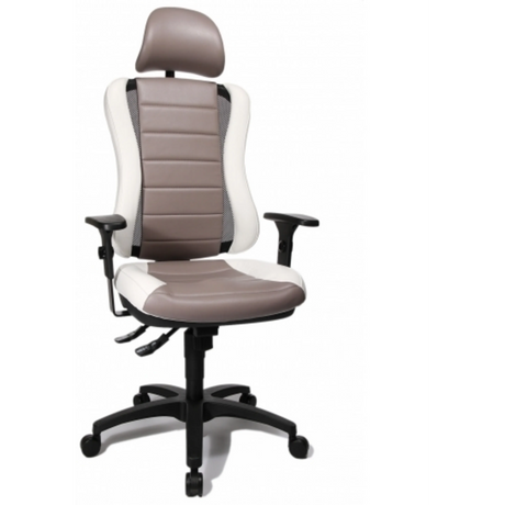 Profi-Bürostuhl HEAD POINT RS in Weiß und Braun mit Kopfstütze und Armlehnen von Topstar