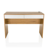 Scrivania BERGA in rovere e bianco con due cassetti e passacavi di hjh LIVING – vista a 360° (vista frontale 0°)