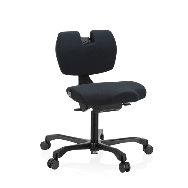 Sedia da ufficio EvoShift con rivestimento in tessuto nero e cinque ruote di hjh OFFICE