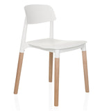 Sedia a quattro gambe SCANDI E bianca con gambe in legno di hjh LIVING – vista a 360° (vista frontale a tre quarti 45°)