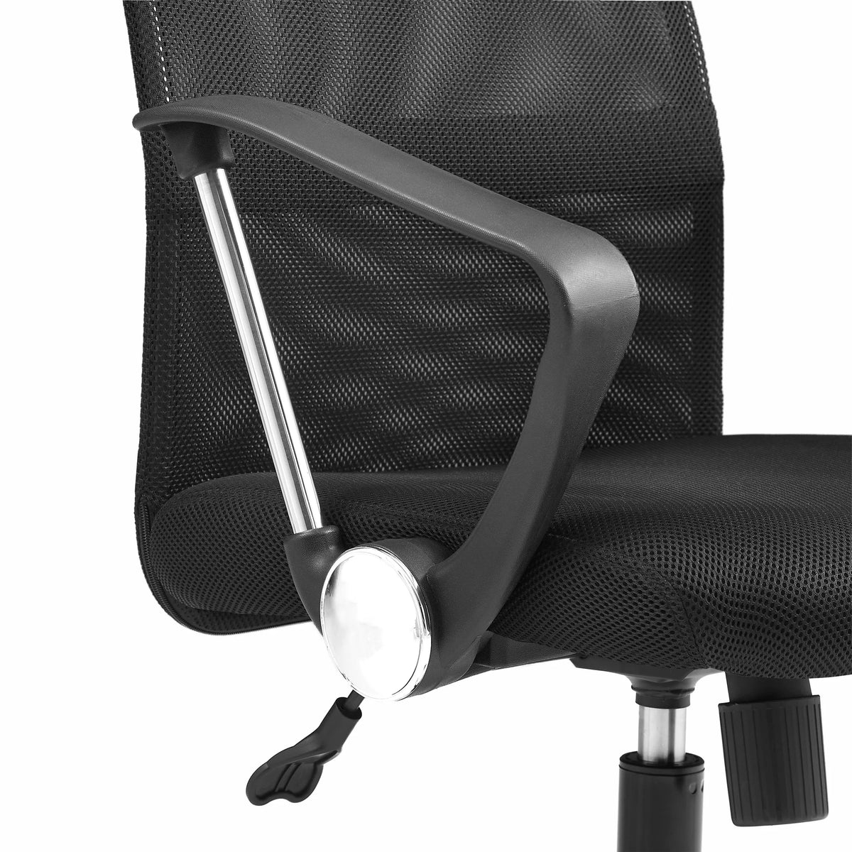 Bracciolo con montante cromato della Poltrona Home Office PURE NET in nero di hjh OFFICE