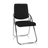 Sedia pieghevole ESTO nera con rivestimento in tessuto e struttura cromata di hjh OFFICE – vista a 360° (vista frontale 20°)