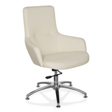 Poltrona Lounge SHAKE 300 color bianco crema con base a stella lucida e cinque rotelle di hjh OFFICE – vista a 360° (vista frontale a tre quarti 40°)