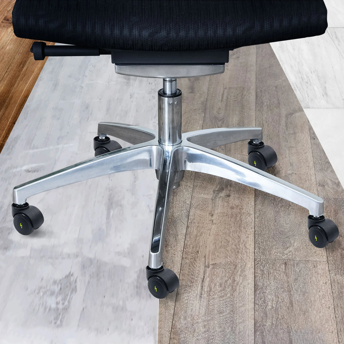 Base a cinque razze con rotelle per sedia nere 5x ROLO ESD 10mm/50mm in alluminio lucidato di hjh OFFICE