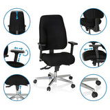 Funzioni regolabili della Sedia da ufficio professionale ZENIT COMFORT in nero con ruote e braccioli di hjh OFFICE