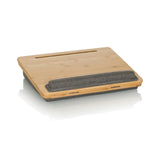 Supporto per laptop COMFILAP III marrone con poggia polsi grigio di hjh OFFICE – vista a 360° (vista frontale 12°)