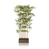 Piante artificiali verdi BAMBUS I a forma di bambù con vaso quadrato in legno di hjh OFFICE – vista a 360° (vista frontale 0°)