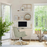 Sedia Home Office SOLAO LIFE W grigia con ruote in un ambiente di studio luminoso di hjh LIVING