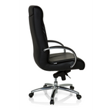 Sedia girevole XXL F 400 nera in pelle con base a stella e cinque ruote di hjh OFFICE – vista a 360° (profilo laterale 100°)