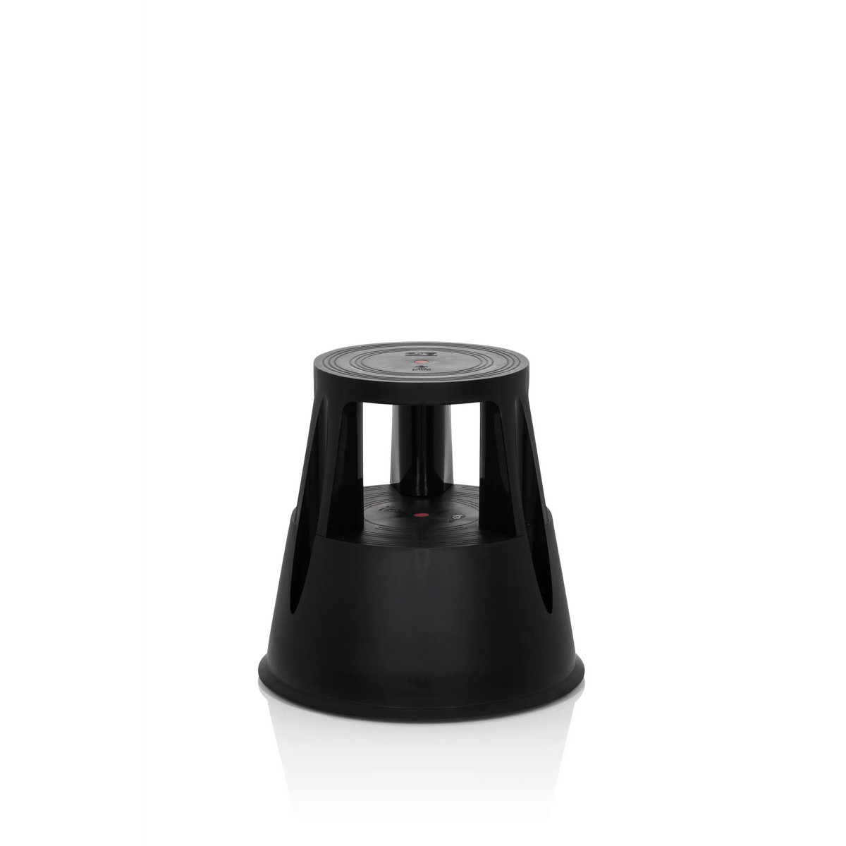 Sgabello TIO-M I nero con superficie circolare e base conica di hjh OFFICE – vista a 360° (vista frontale 0°)