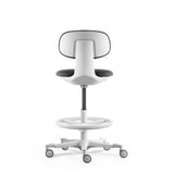 Rückansicht des Arbeitsstuhls WORK MF2 W in Dunkelgrau mit Fußring und Rollen von hjh OFFICE