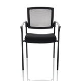 Sedia visitatore nera MEET B con schienale in rete, braccioli e quattro gambe di hjh OFFICE – vista a 360° (vista frontale 0°)