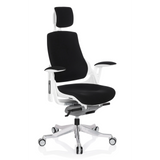 Sedia da ufficio professionale SPEKTRE nera con poggiatesta e base a cinque ruote di hjh OFFICE – vista a 360° (vista frontale a tre quarti 40°)