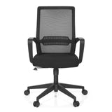 Sedia Home Office PRESTON nera con schienale in rete e base a cinque ruote di hjh OFFICE – vista a 360° (vista frontale 0°)