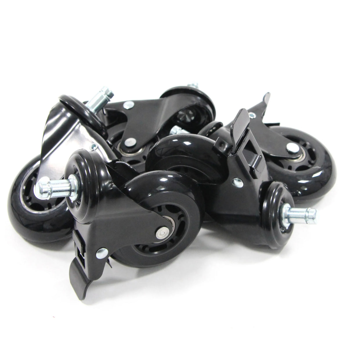 Rotelle per Sedia 5x ROLO SKATE S 11mm/75mm nere con freno per pavimenti duri di hjh OFFICE