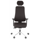 Sedia da ufficio professionale PRO-TEC 400 nera con poggiatesta, braccioli e base a cinque ruote di hjh OFFICE – vista a 360° (vista frontale 0°)