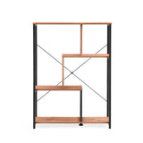 Scaffale Kalag Eco in nero e rovere con ripiani asimmetrici e crociera di hjh LIVING – vista a 360° (vista frontale 0°)
