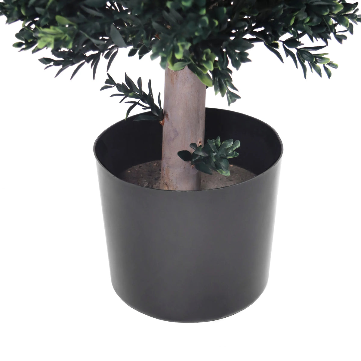 Vaso nero con tronco e foglie verdi delle Piante artificiali BUXUS di hjh OFFICE