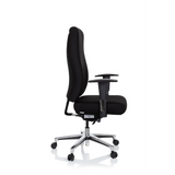 Sedia da ufficio professionale FORCOM nera con braccioli e base a cinque ruote di hjh OFFICE – vista a 360° (profilo laterale 80°)