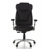 Poltrona professionale EMBASSY 200 nera con braccioli e base a cinque ruote di hjh OFFICE – vista a 360° (vista frontale 0°)