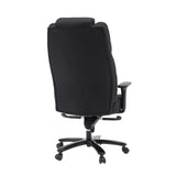 Vista posteriore della sedia girevole XXL Pullmann Gen2 nera con rivestimento in tessuto e cinque rotelle di hjh OFFICE