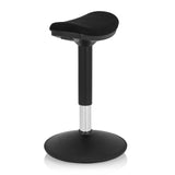 Ausilio per la posizione eretta BALANCE SIT I B nero con seduta curva e base rotonda di hjh OFFICE – vista a 360° (vista frontale a tre quarti 60°)