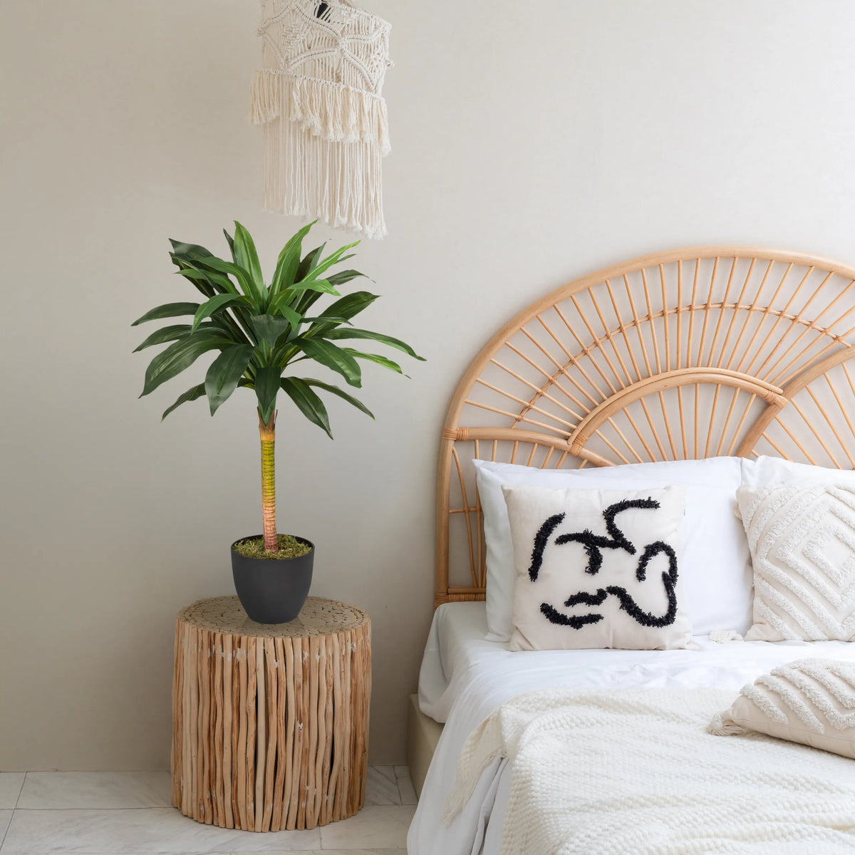 Piante artificiali DRACAENA I in verde con un vaso scuro su un tavolino di hjh OFFICE