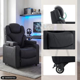 Poltrona Lounge Game Sport RX nera con dettagli del poggiatesta e delle ruote di hjh OFFICE (immagine generata dall’IA)