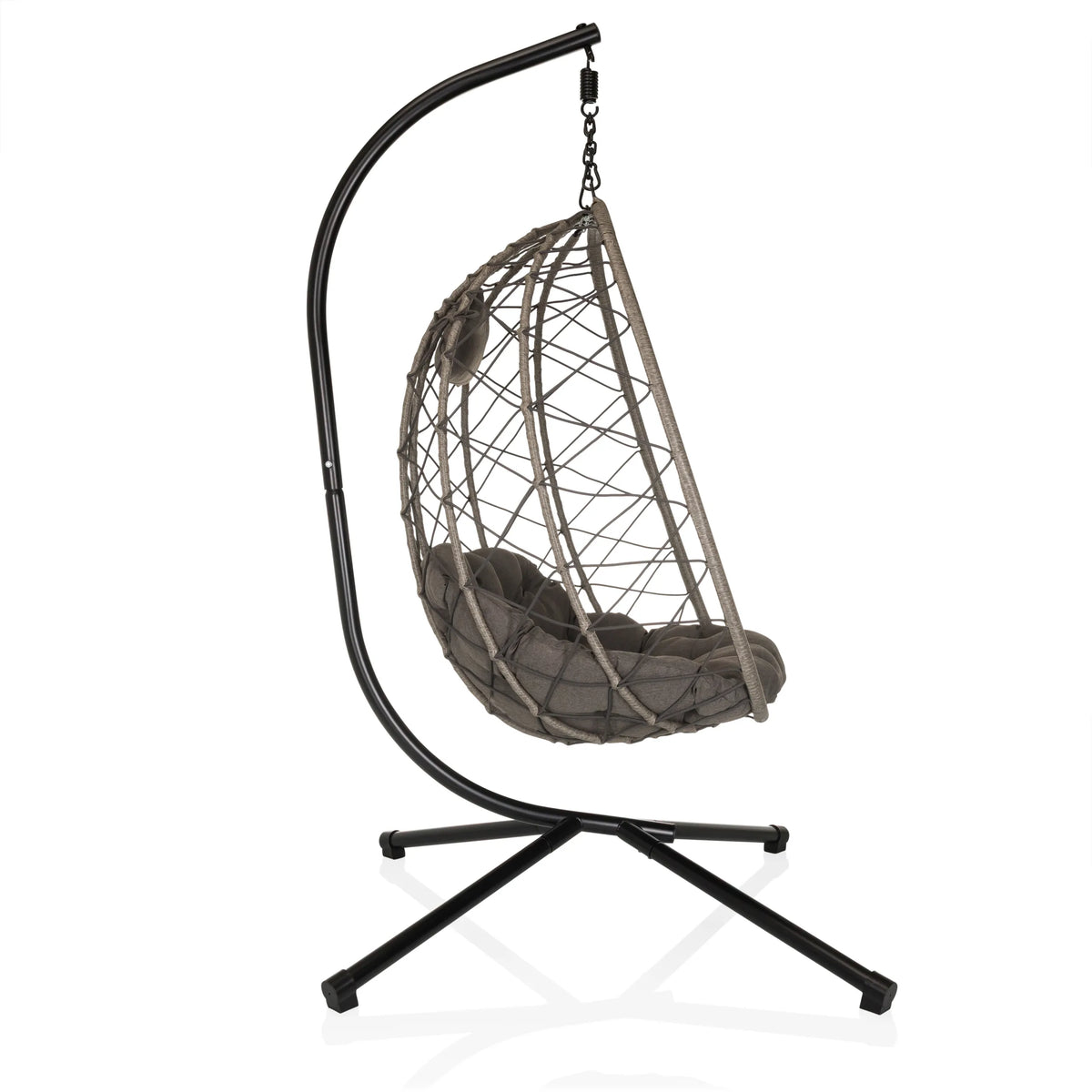 Sedia sospesa COCOVA con cuscino grigio e struttura nera di hjh LIVING