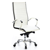 Poltrona professionale PARMA 20 bianco crema con cuciture a croce e base a cinque ruote di hjh OFFICE – vista a 360° (vista frontale a tre quarti 40°)