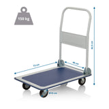 Disegno dimensionale del Carrello a piattaforma CARRY con 73 x 48 cm e portata di 150 kg di hjh OFFICE