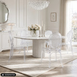 Sedia a quattro gambe CRISTALIO in versione trasparente con schienale rotondo di hjh LIVING