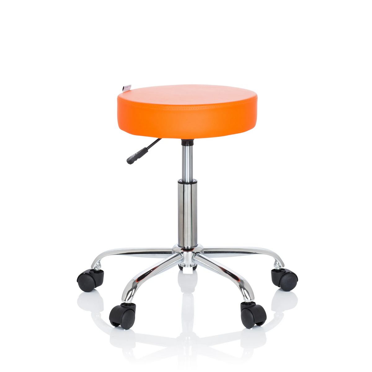 Sgabello girevole arancione OPERATOR II con pistone a gas e base a cinque ruote di hjh OFFICE – vista a 360° (vista frontale 0°)