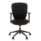 Sedia da ufficio professionale TRAFFIC 20 nera con braccioli e base a cinque ruote di hjh OFFICE – vista a 360° (vista frontale 0°)