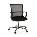 Sedia da ufficio professionale MOVE-TEC NET 3D nera con schienale in rete e base a cinque ruote di hjh OFFICE – vista a 360° (vista frontale 20°)