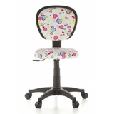 Kinderdrehstuhl KIDDY TOP mit buntem Herz- und Blumenmuster sowie Fußkreuz mit fünf Rollen von hjh OFFICE – 360-Grad-Ansicht (Frontansicht 0°)