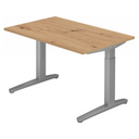 Höhenverstellbarer Schreibtisch XTRA XB 12 SS in Asteiche mit silbernem Gestell von hjh OFFICE PRO
