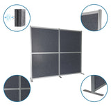 Pareti divisorie FLEXMIUT MODUL grigie con telaio in alluminio, piede a T e imbottitura fonoassorbente di hjh OFFICE