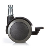 Rotelle per Sedia 5x ROLO STOP 11mm/50mm nere per pavimenti duri con freno di bloccaggio di hjh OFFICE – vista a 360° (vista posteriore 180°)