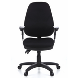 Sedia da ufficio professionale ZENIT PRO nera con braccioli e base a cinque ruote di hjh OFFICE – vista a 360° (vista frontale 0°)