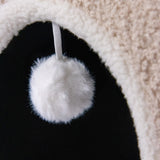 Pompon bianco su una cuccia chiusa per gatto PAWY EB beige di hjh LIVING