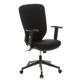 Sedia da ufficio professionale TRAFFIC 30 nera con braccioli e base a cinque ruote di hjh OFFICE – vista a 360° (vista frontale a tre quarti 40°)