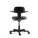 Vista posteriore della Sedia da lavoro WORK 40 grigio scuro con cinque ruote e struttura in plastica di hjh OFFICE