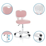 Sedia girevole per bambini KIDDY TOP W rosa con struttura bianca, ruote e seduta regolabile in altezza di hjh OFFICE