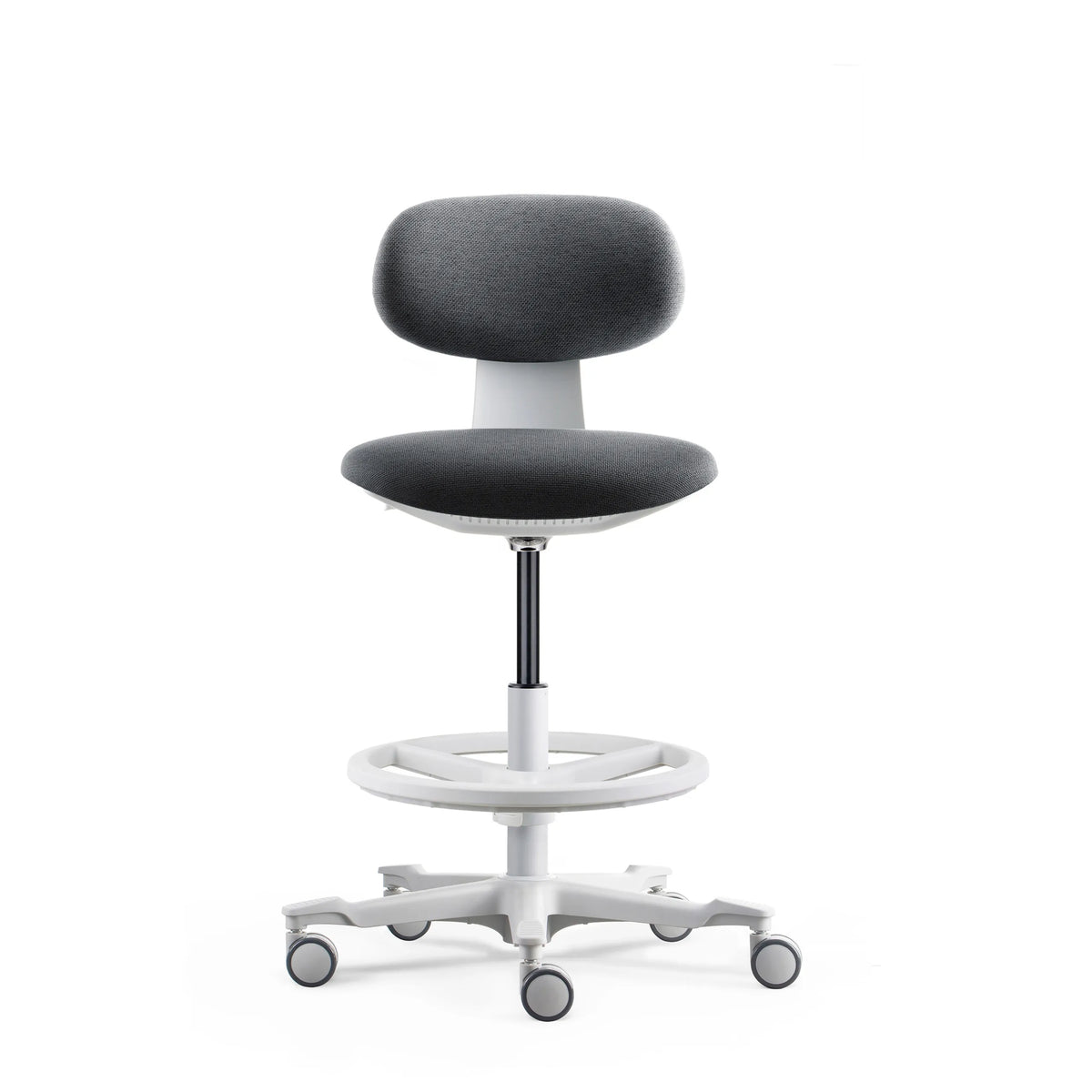 Sedia da lavoro WORK MF2 W grigio scuro con poggiapiedi e cinque ruote di hjh OFFICE