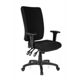 Sedia da ufficio professionale ZENIT HIGH nera con braccioli e base a cinque ruote di hjh OFFICE – vista a 360° (vista frontale a tre quarti 40°)