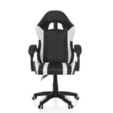 Sedia da gaming GAMEBREAKER W02 bianca e nera con base a cinque ruote di MyBuero – vista a 360° (vista frontale 0°)