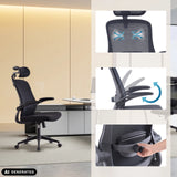 Sedia Home Office Vertuflex con poggiatesta e braccioli regolabili in nero di MyBuero (immagine generata dall’IA)